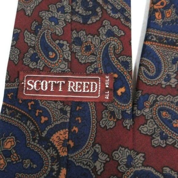 SCOTT REED Men's Paisley Tie 100% Silk Length 58.5 Inches - Picture 2 of 4